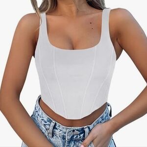 Cropped Corset Tank Top White